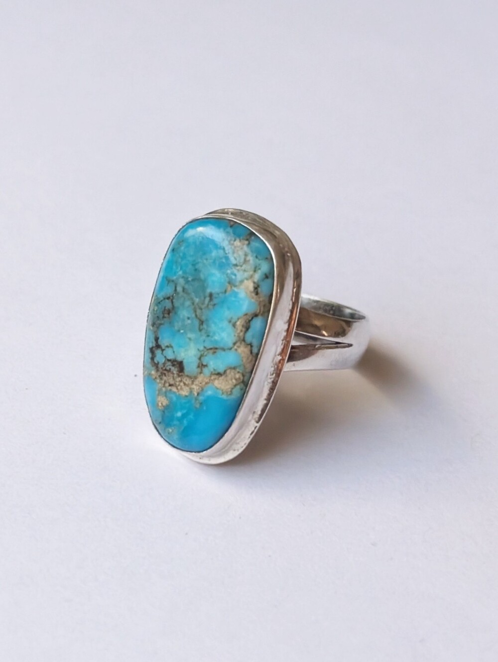 Vintage ring sterling silver Native American turquoise stone 925 Size about 8.5